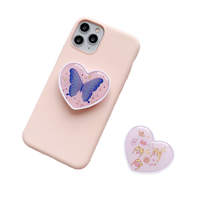 Korea INS Butterfly Flower Pattern Mobile Phone Bracket Heart Shaped Universal Daisy Folding Phone Holder Lazy Ring Stand