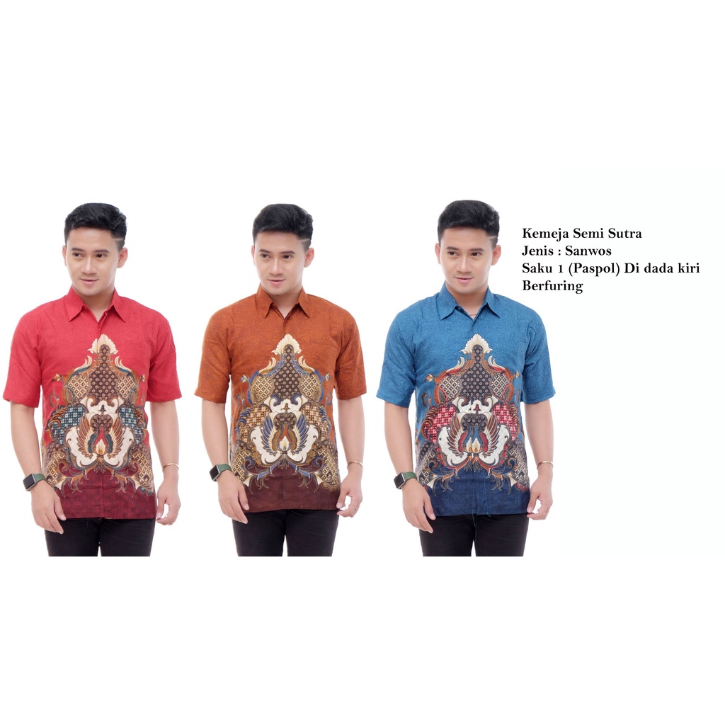 Kemeja Batik Semi Sutra Pria | Hem Batik Semi Sutra Pria | Kemeja Batik | SS0009