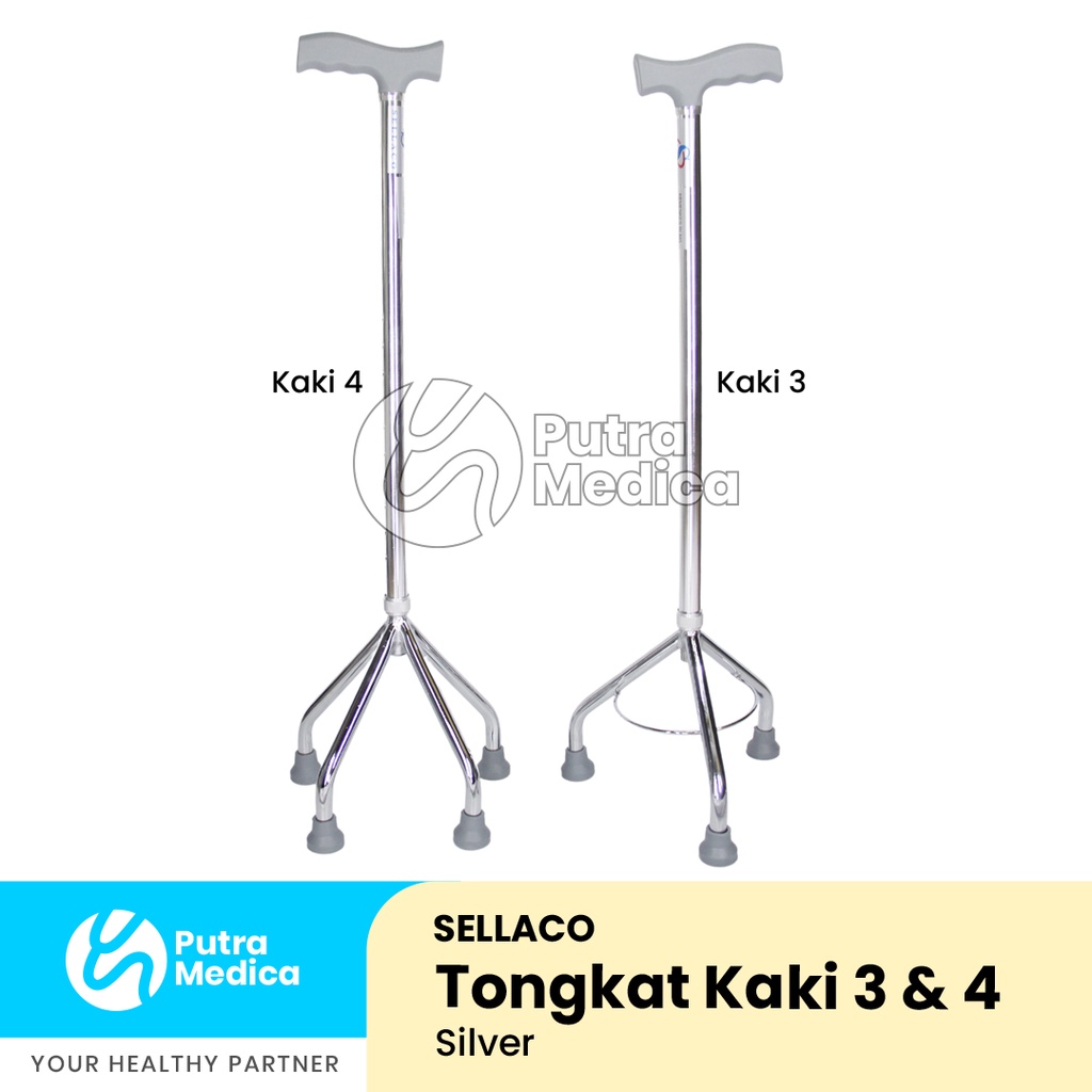 Sella Tongkat Kaki 4 / Terapi Berjalan / Alat Bantu Jalan / Walking Stick