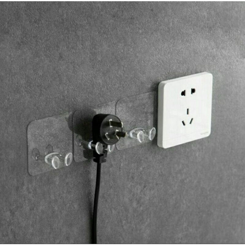 Gantungan Kabel Dinding Transparent Wall Hanger Gantungan Charger HP