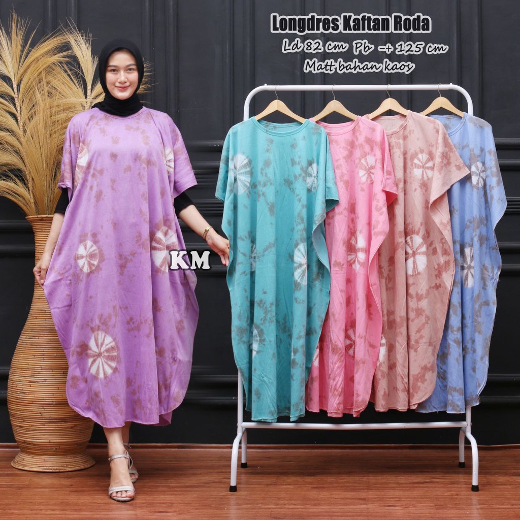 LONG DRESS KAFTAN JUMBO BAHAN KAOS TIE DYE PELANGI LD 160 NON BUSUI DASTER KAFTAN TIEDYE PELANGI KEK