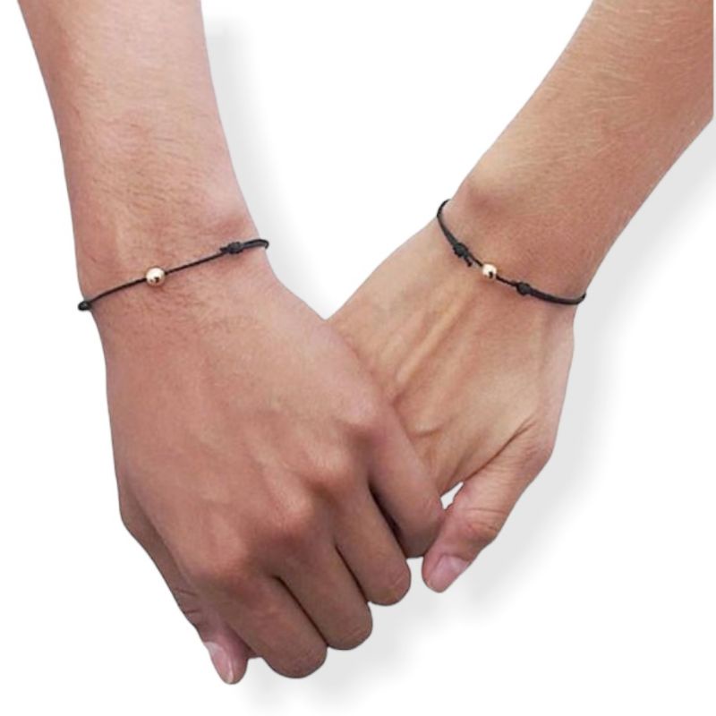 Sepasang (2 buah) Gelang Tali Metalic Beads Couple Bracelet Gelang Pasangan