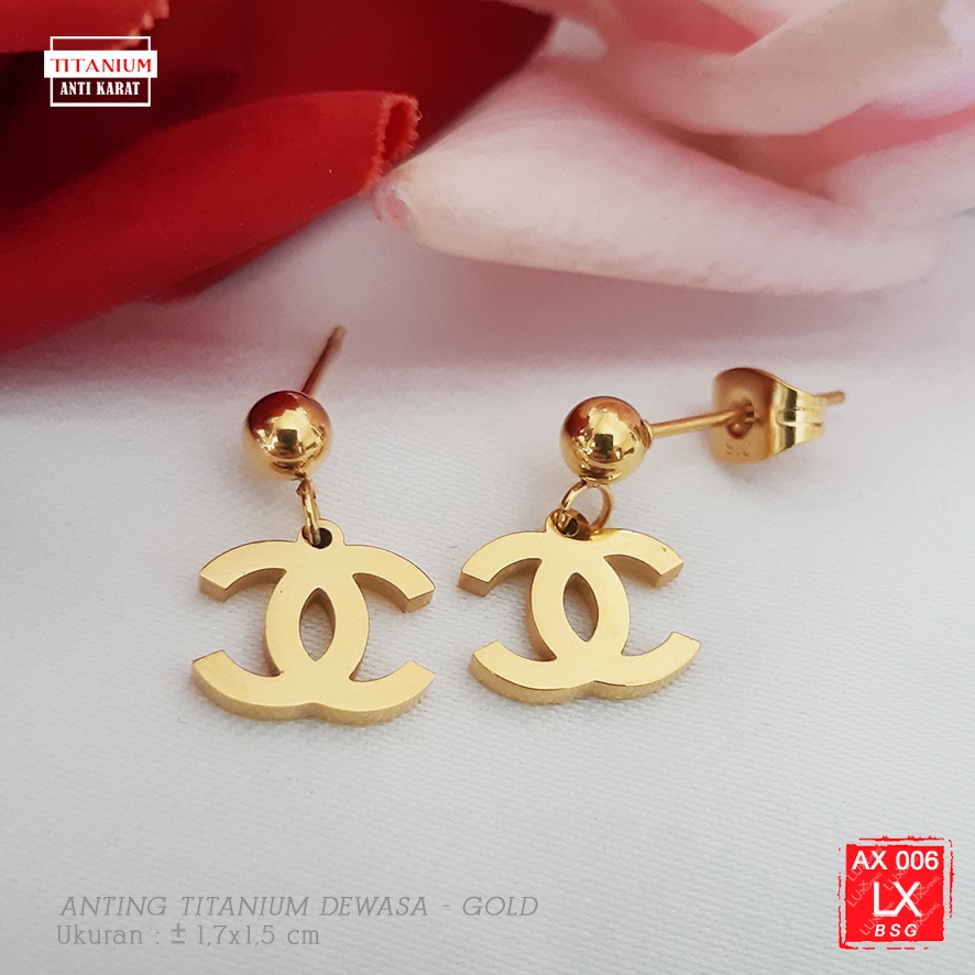 AX 006  Anting Panjang Titanium Rose Gold Anting Anti Karat Selamanya Anting Hijab Mas Anting Rumbai Panjang Giwang Mewah Terlaris Luxx Xuping