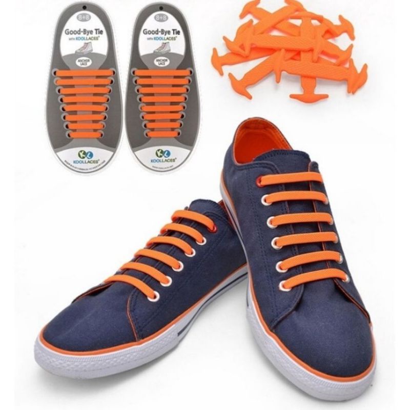 Tali Sepatu Silikon Elastis Shoe Laces Karet Shoelace Silicone 1 Set Untuk Sepasang Sepatu