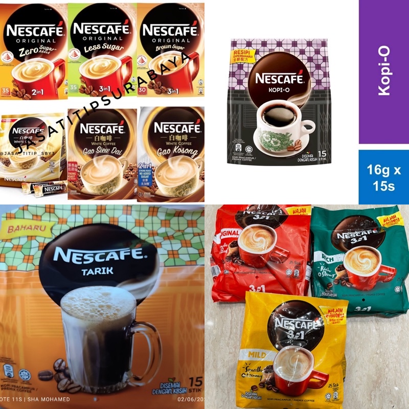 Jual Nescafe Original (Zero sugar / Less Sugar / Brown Sugar) nescafe