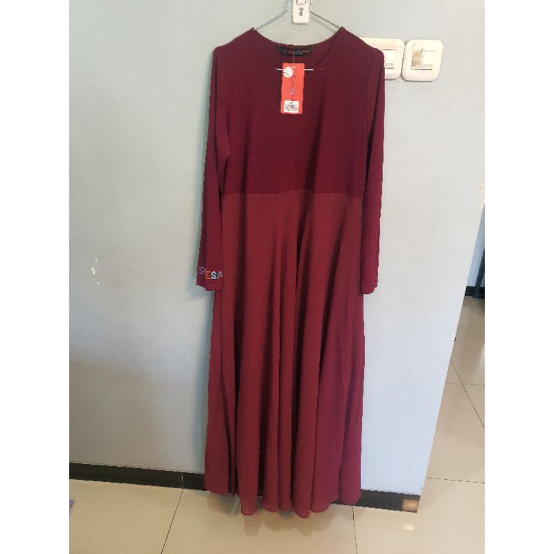 sale new dress sisesa waqiah maroon swaro lengan besar