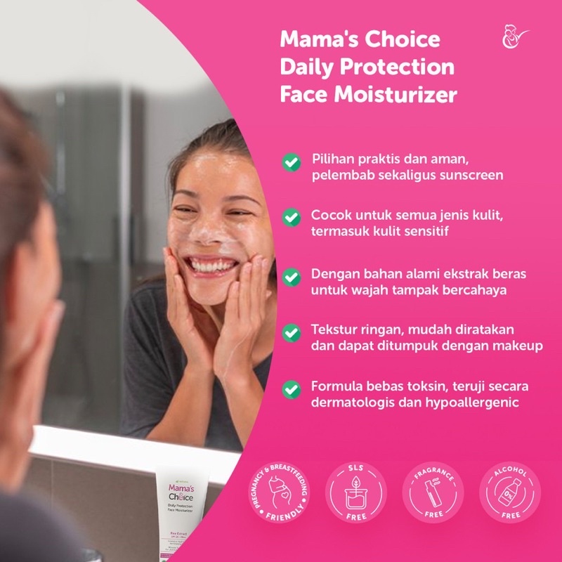 Mama's Choice Daily Protection Face Moisturizer SPF20 Mama Choice Pelembab Wajah Ibu Hamil dan Menyusui Bahan Alami