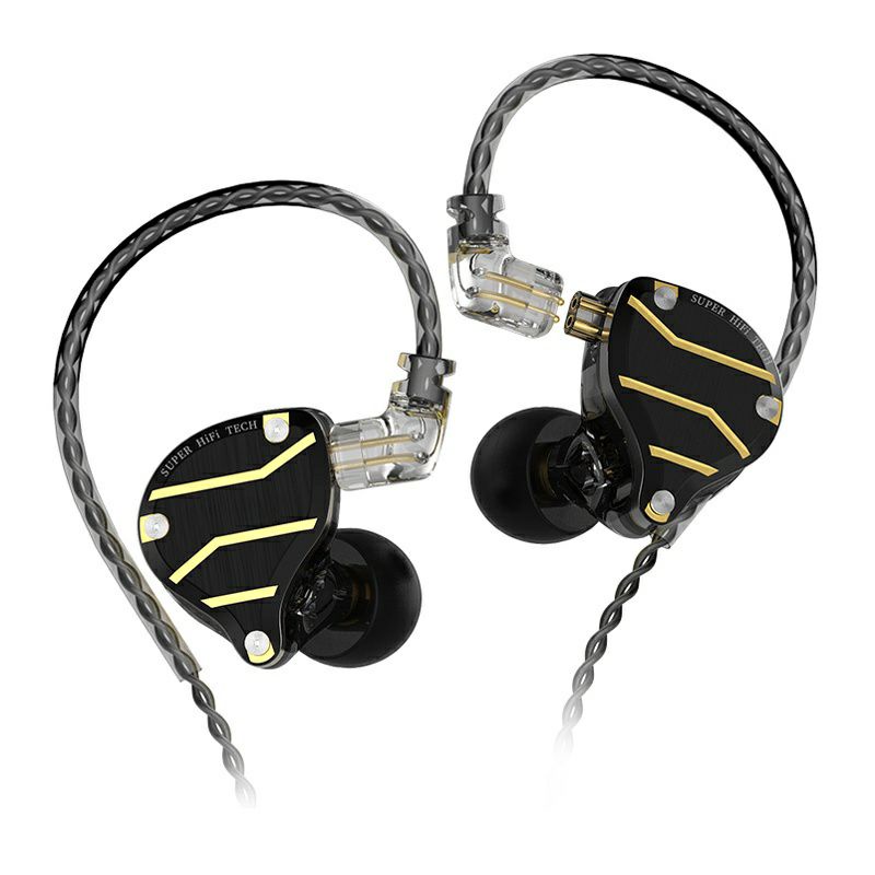 QKZ ZXN with Mic Basshead Hifi In Ear Earphone CNC High Quality Alt CCA C10 Pro C12 KZ ZS10 Pro ZSX EDX ZSN Pro-Hitam