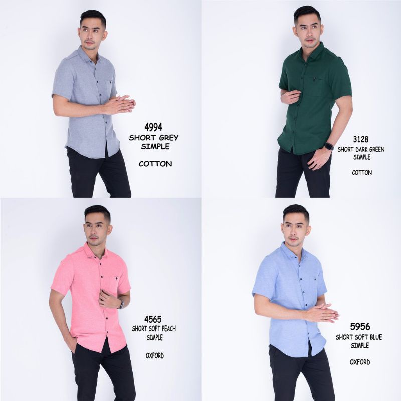 Kemeja Pria Lengan Pendek Warna Polos Slimfit