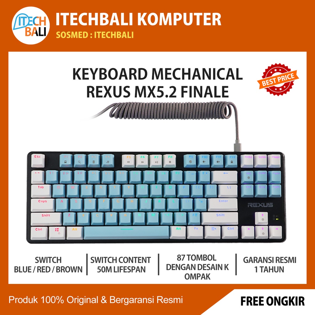 Keyboard REXUS Legionare MX5.2 Ocean Blue Gaming Mechanical | ITECHBALI