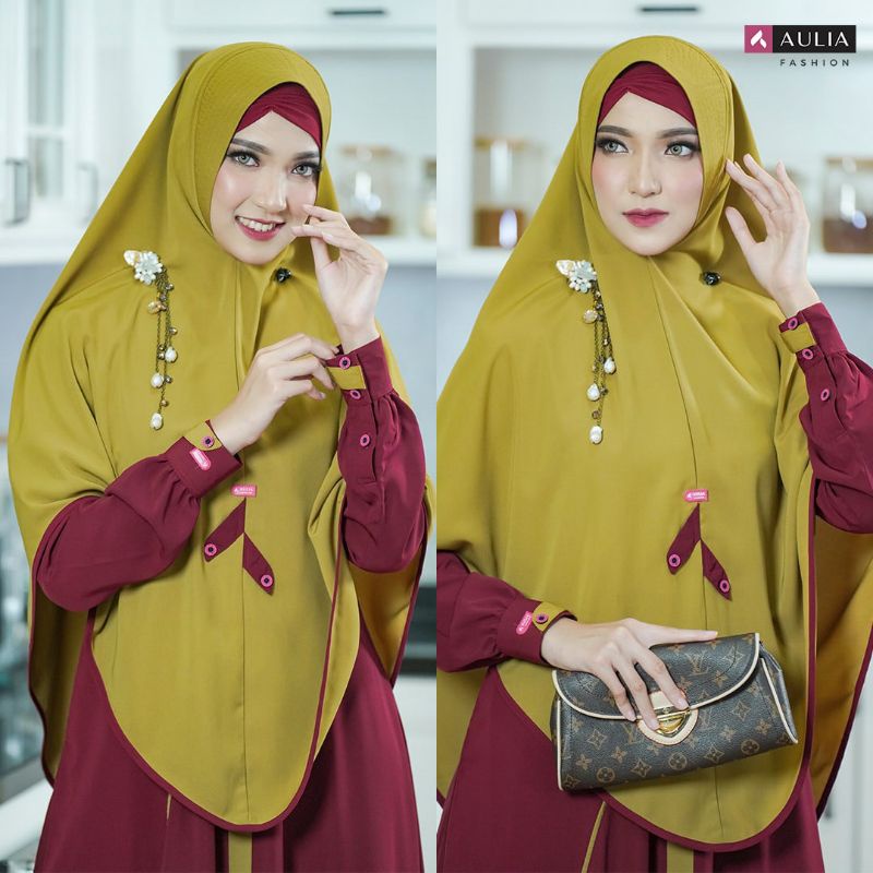 Set gamis aulia ori syar'i syari model terbaru untuk lebaran 2022, warna sangat menarik, bahan adem 