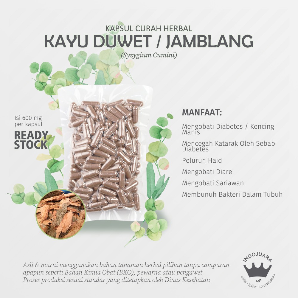 KAYU DUWET Jamblang 200 Kapsul Curah Herbal Diabetes Katarak Peluruh Haid