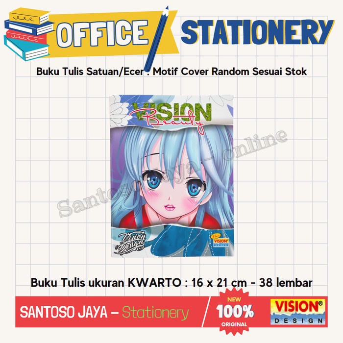 

Buku Tulis Kwarto VISION 38 Lembar 16x21 cm SATUAN/ECER