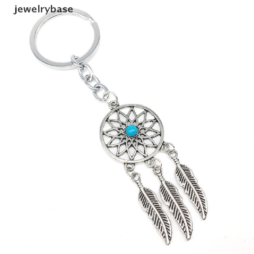 Gantungan Kunci Desain Dream Catcher Bahan Metal Warna Silver