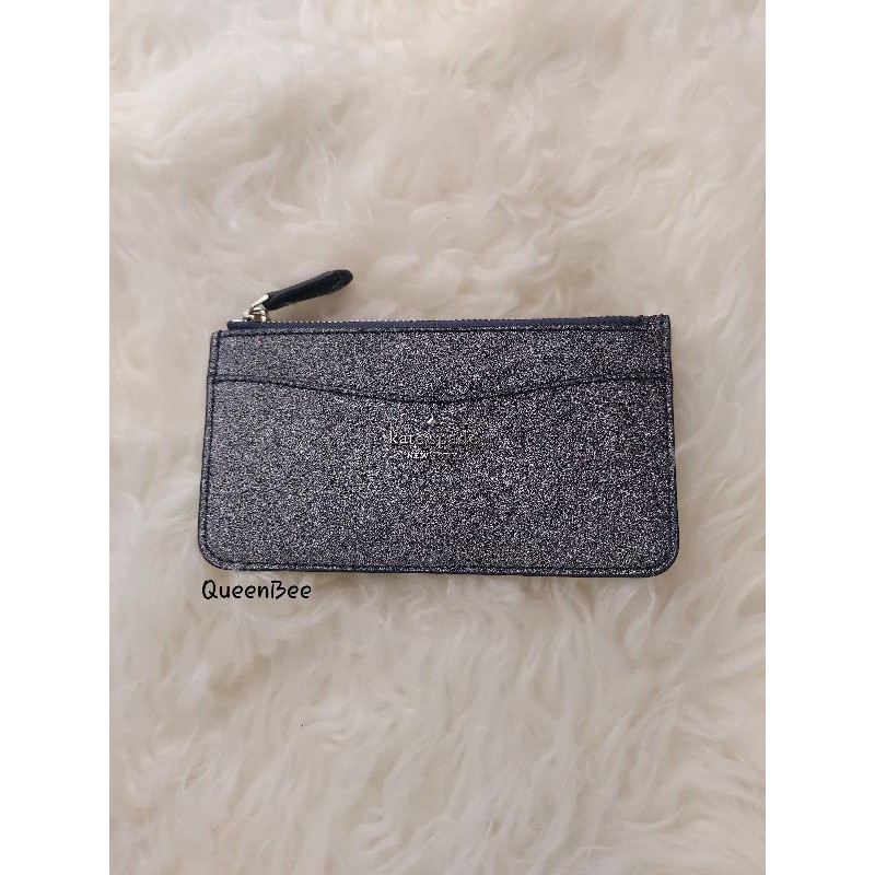 Kate Spade Small Wallet Original New / Card Holder Lola Glitter Dusk Navy