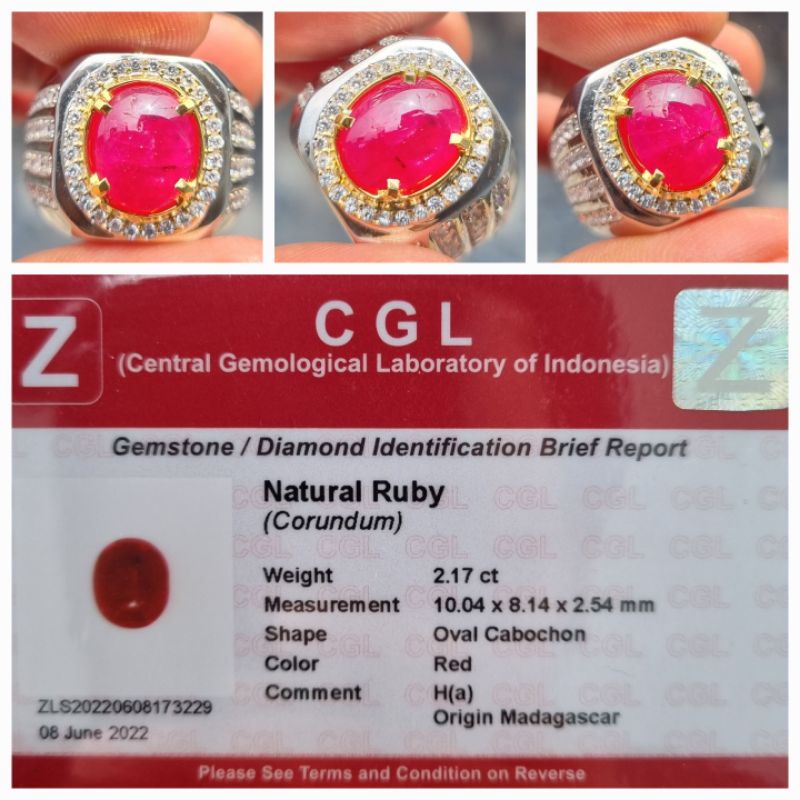Natural Top Red Ruby Heat A Memo 2.17 crt
