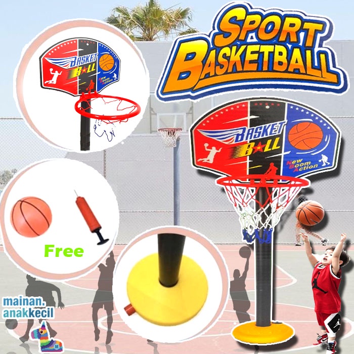 MAINAN ANAK OLAHRAGA RING BASKET DAN BOLA BASKET SPORT BASKETBALL TIANG BASKET