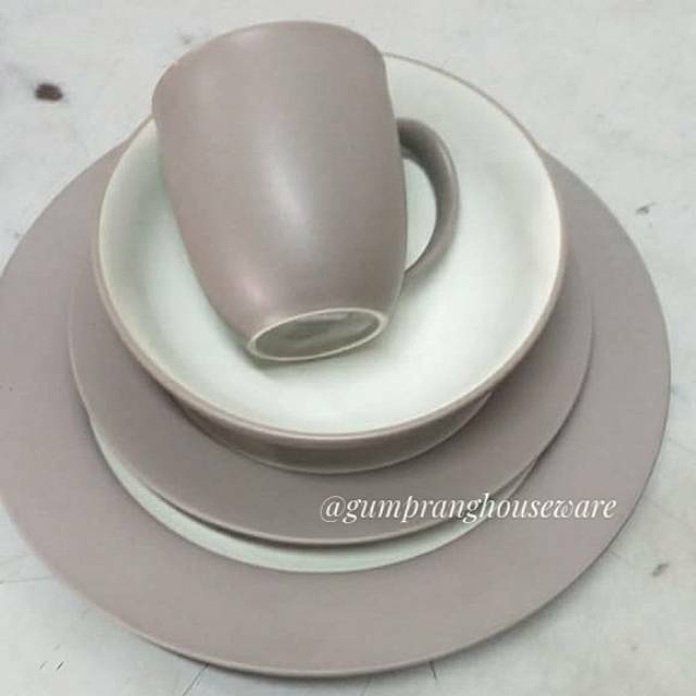 Dinner set keramik noritake warna coklat piring mangkok mug colorful
