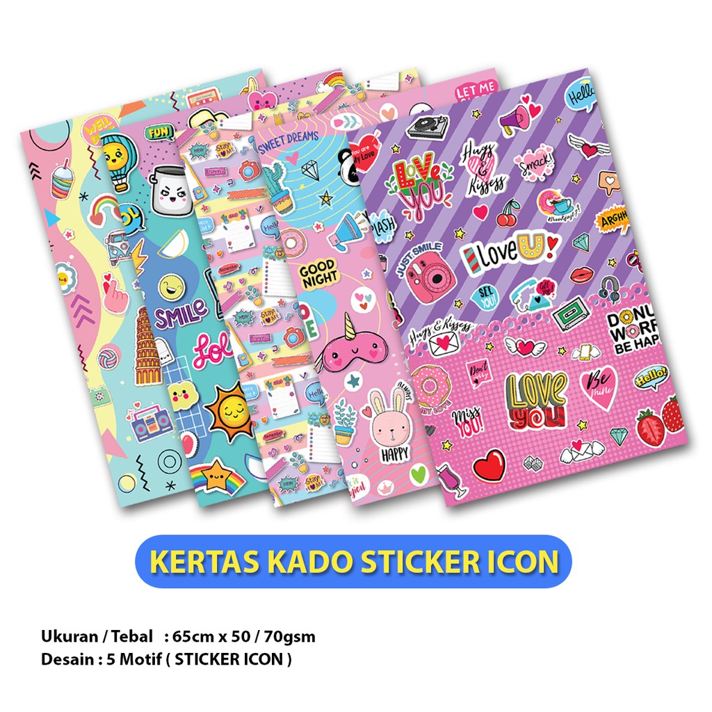 

Kertas Kado Squeezy Motif Campur isi 50 / Bungkus Kado