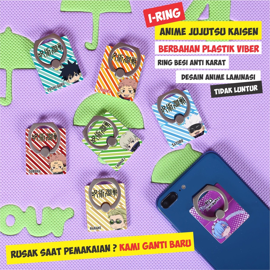 Aksesoris HP Anime - iRing HP Anime Jujutsu Kaisen - Gantungan Popsocket Gojo - Phone Holder Griptok inumaki