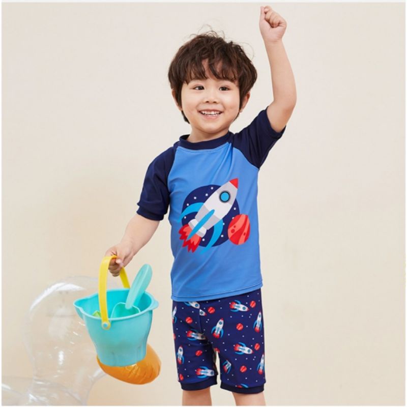 Baju Renang Anak Laki Laki Rocket Swimware Set (Baju + Celana) Umur 1 - 9 tahun