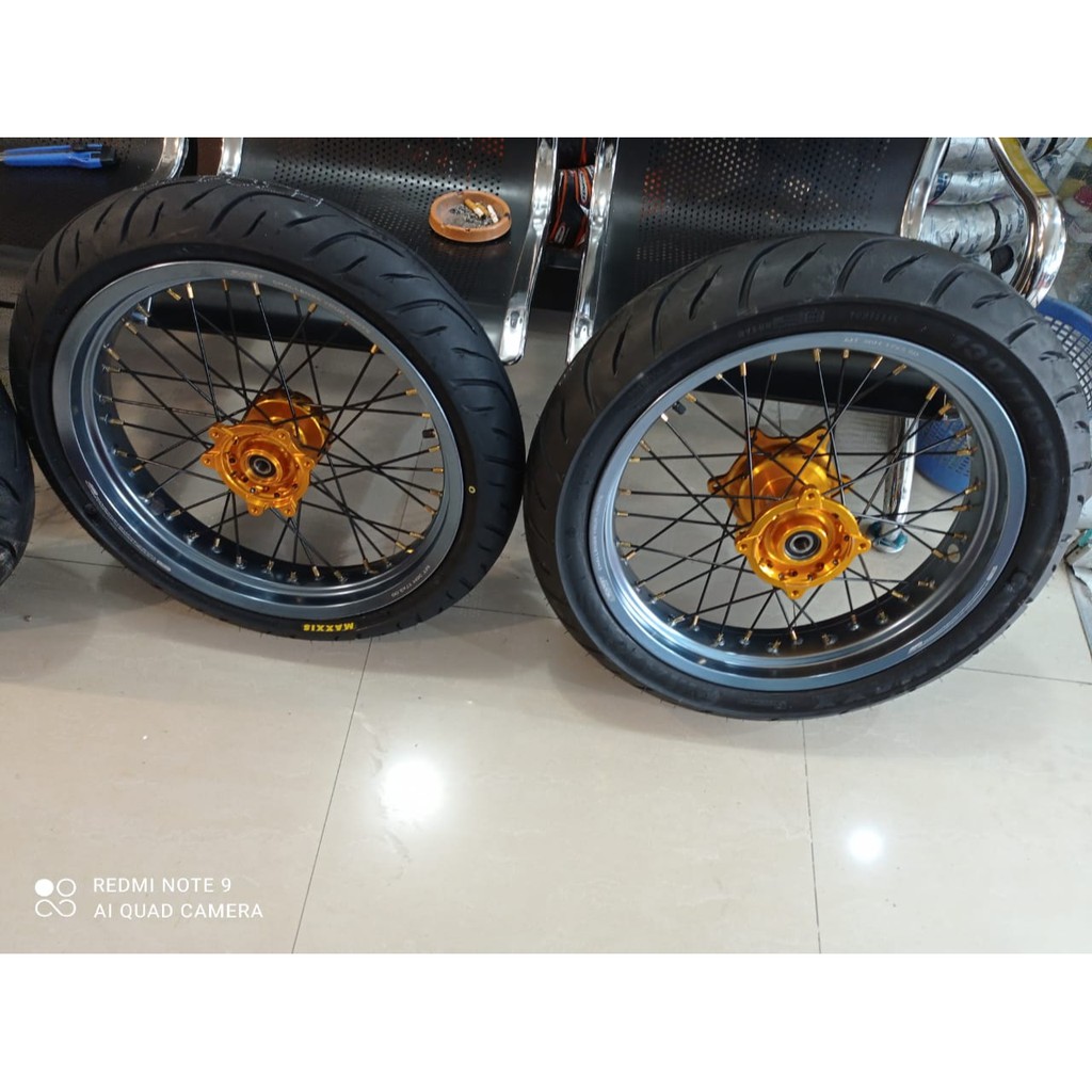 Ban Set Supermoto KLX 150 BIGFOOT DTRACKER CRF 150L WR 155 Velg Scarlet Expedition Champ Sprint XD Tinggal Pasang 300 350