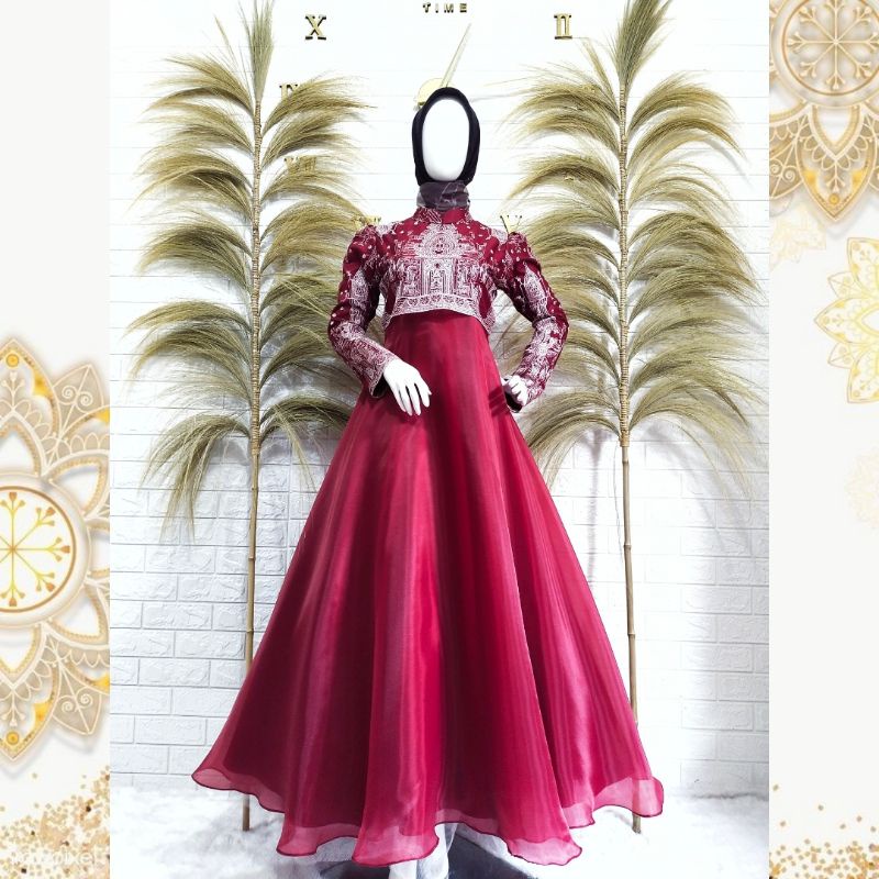 EL KHAYRA - ARUNA DRESS (Gaun Wedding/Pengantin Muslim Syari/Akad/Pesta/Premium/Murah/Prewedding/Lam