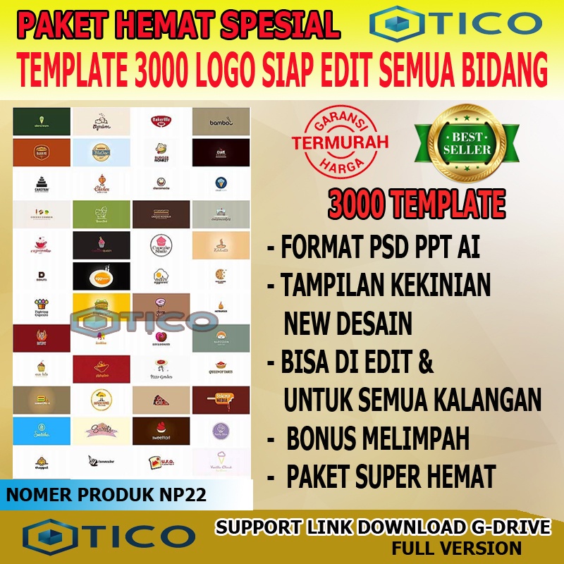 Paket Template 3000 Kumpulan Logo Untuk Semua Usaha Format PSD PPT AI Usaha Percetakan Multimedia Termurah Terlaris NP22