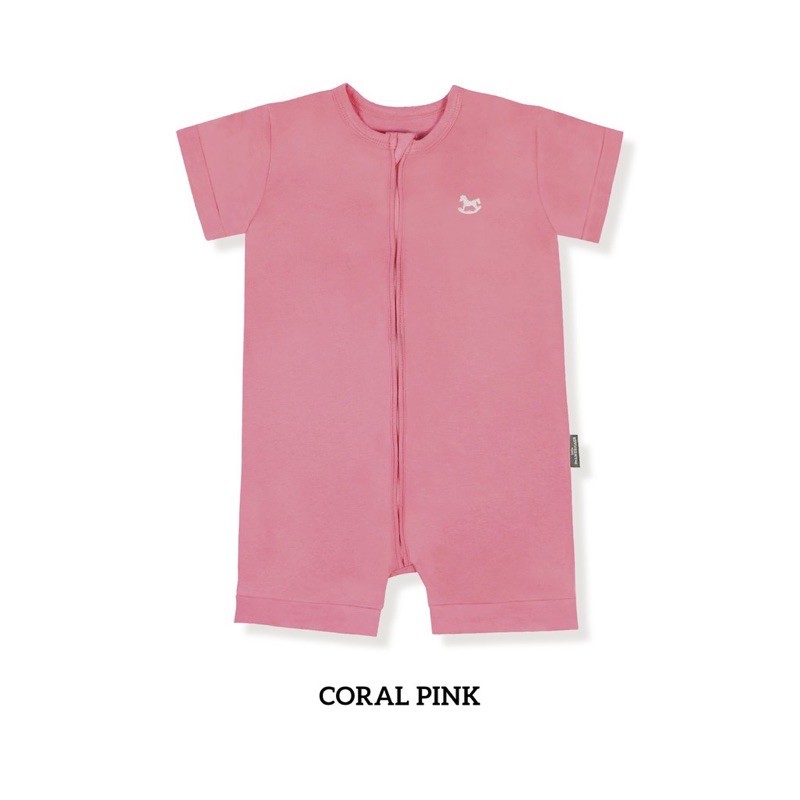 Agigu Wear - Zippy Playsuit by Little Palmerhaus 6M - 3Y, Jumsuit Bayi, Baju bayi, Jumper Baby-Coral Pink