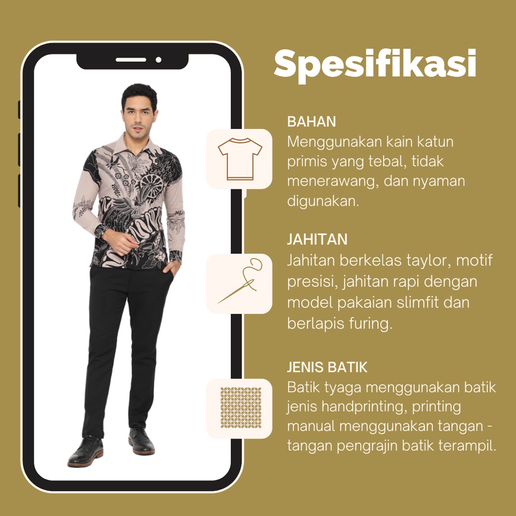 Kemeja Batik Slimfit Lapis Furing Premium 929 Tyaga Batik