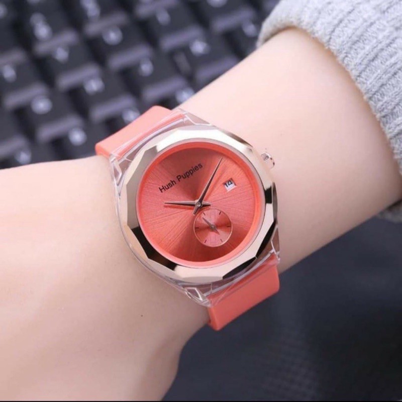 TERBARU- jam tangan wanita Hush Puppies model sport tali rubber detik jarum