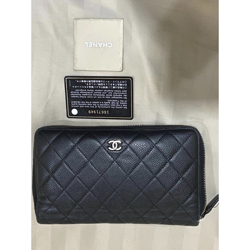 Chanel Caviar Quilted Large Zip Around Wallet Authentic