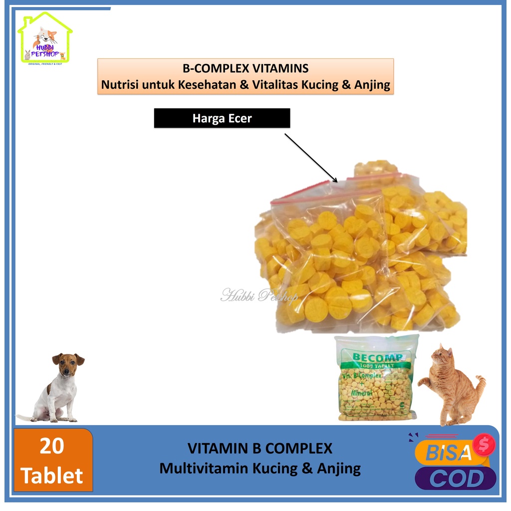 VITAMIN B-COMPLEX 20 TABLET / VITAMIN KUCING ANJING UNGGAS / VITAMIN DAYATAHAN TUBUH / RAID