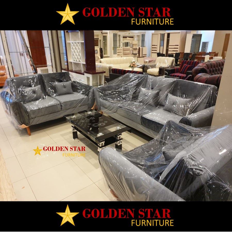 Sofa Kursi Tamu Scandinavian Abu-Abu Kain Bludru 321 Minimalis beludru