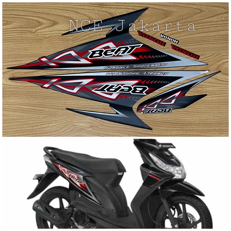 Stiker striping Honda Beat Carbu 2012 hitam