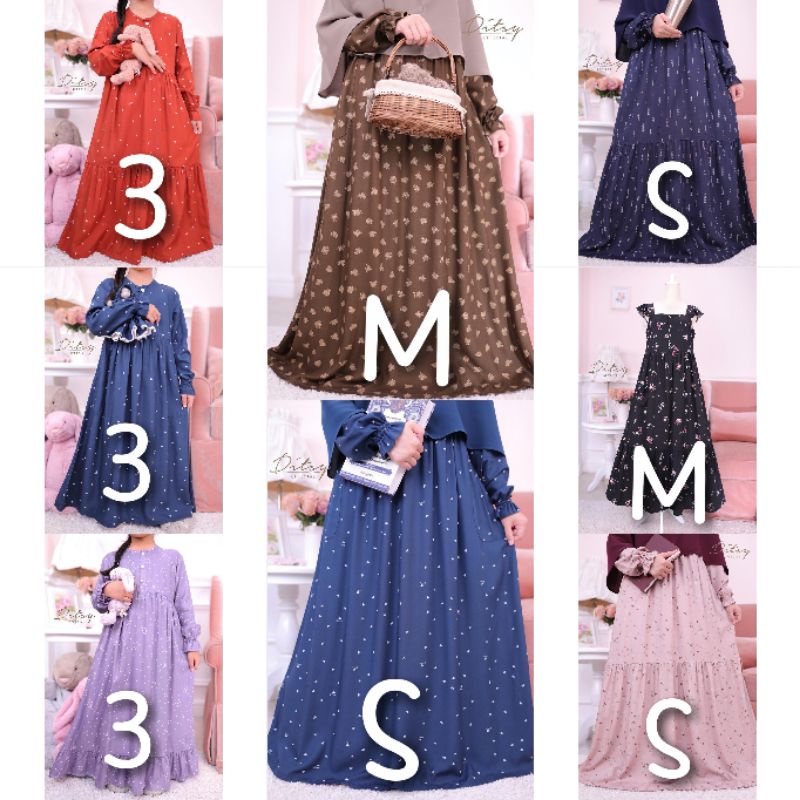 Nightgown, Little, & Sleeveless by Ditsy (Series Maret 2022) Riven Choco, Navya Dustypink, Amore Nav