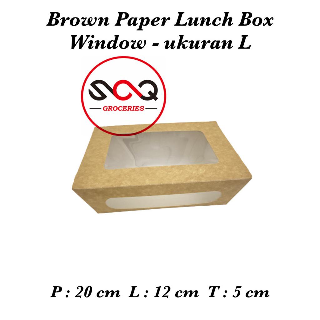 Brown Paper Kraft Lunch Box Window Size L - Kotak Brown