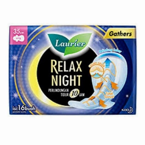 Laurier Relax Night Gathers 35cm wing isi 16 pcs