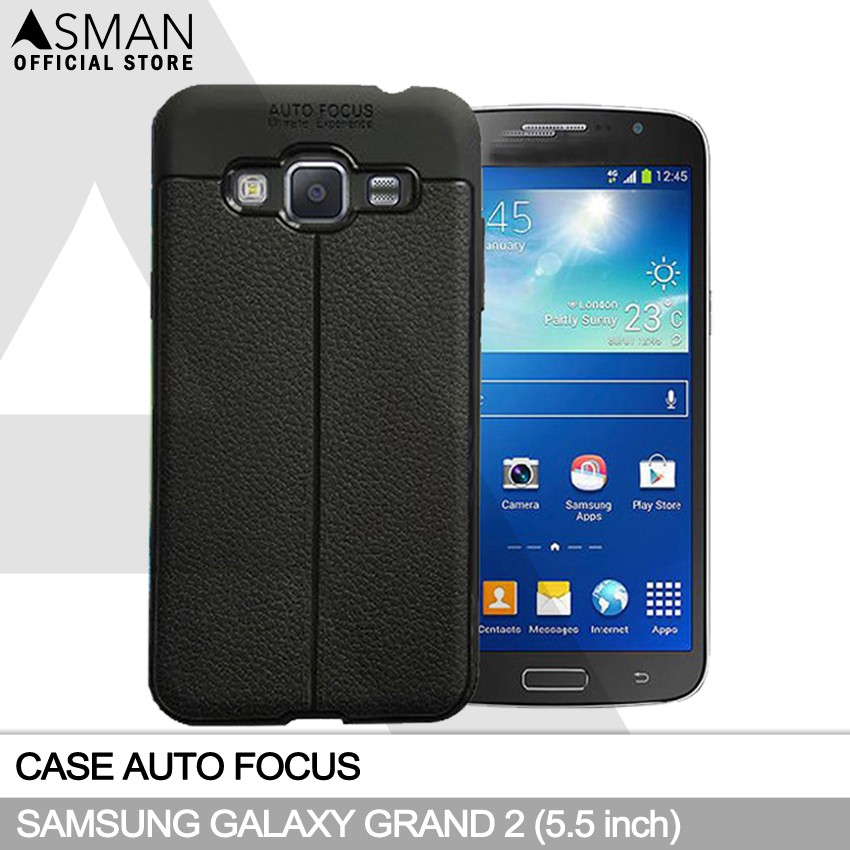 Auto Focus Samsung Galaxy Grand 2 (5.25&quot;) | Soft Case Leather Premium - Hitam