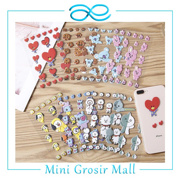 MGM279 Stiker BTS 21  3D Sticker Tata Chimmy Koya Cooky 