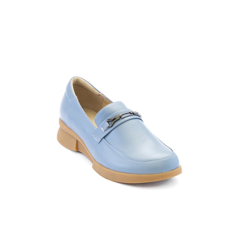 SEPATU PANSUS KULIT ANDREW WANITA ORIGINAL LOAFER CASUAL BIRU ANW02