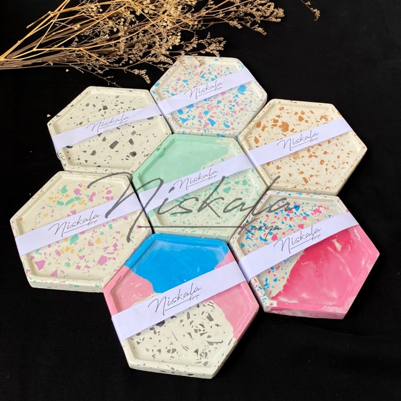 Jual Coaster Tatakan Estetik Semen Kado Hampers Souvenir Ulang Tahun