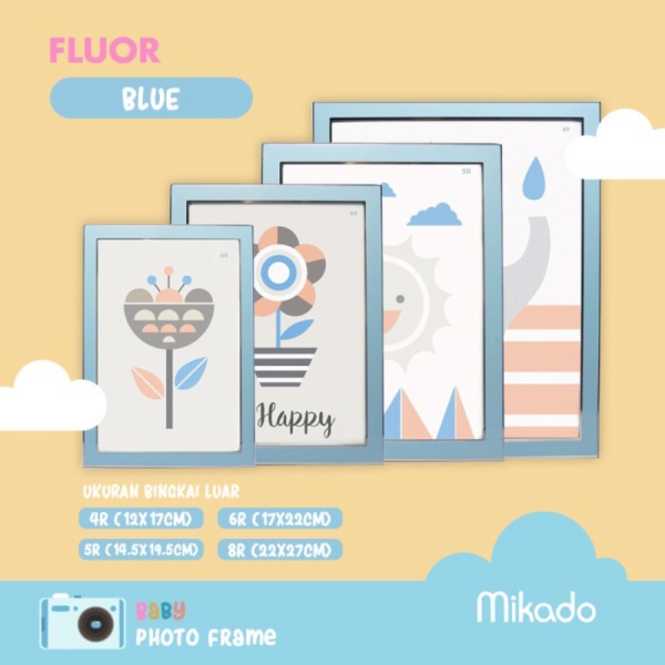 Unik Fluor Foto Frame Bayi  Bingkai Foto Biru 4R 5R 6R 8R - 4R Blue Murah