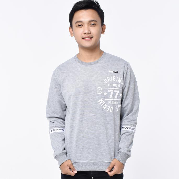 Sale Terlaris SEYES 1154 Sweatshirt Sweater Pria Lengan Panjang Premium Grey - L