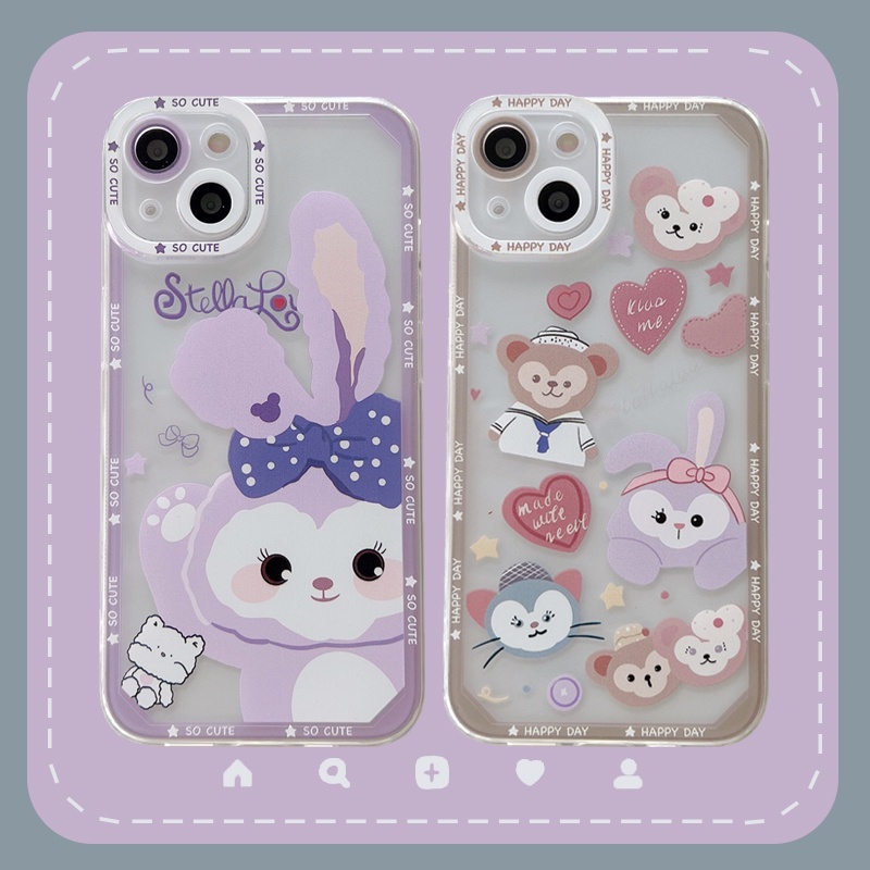 Soft Case Pelindung Transparan Motif Kelinci Beruang Kecil Anti Jatuh Untuk iPhone 13 12 Pro MAX 11 X XR XS MAX 7 8 Plus