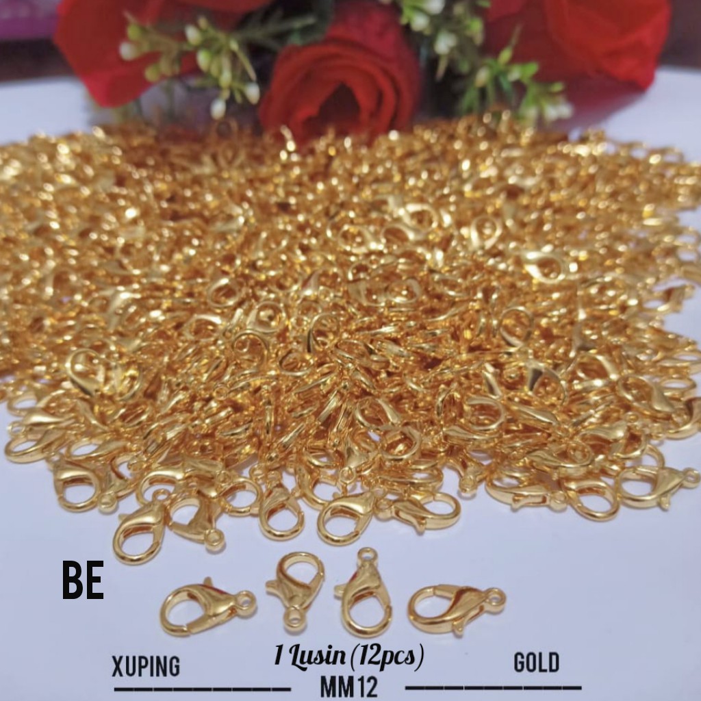 TITANIUM Pengait/kunci/Kokot @12pcs(Lusin) variasi Model udang &amp; S  Gold Silver Anti karat