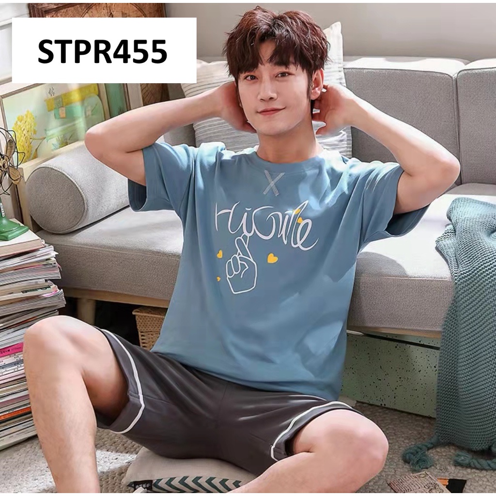 Baju Tidur Pria Lengan Pendek Celana Pendek - Monogram Series