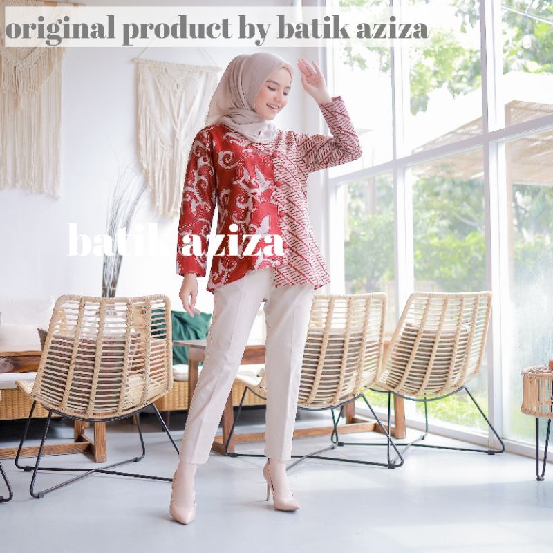 Batik wanita atasan batik couple batik lengan panjang blouse kangkung by batik aziza