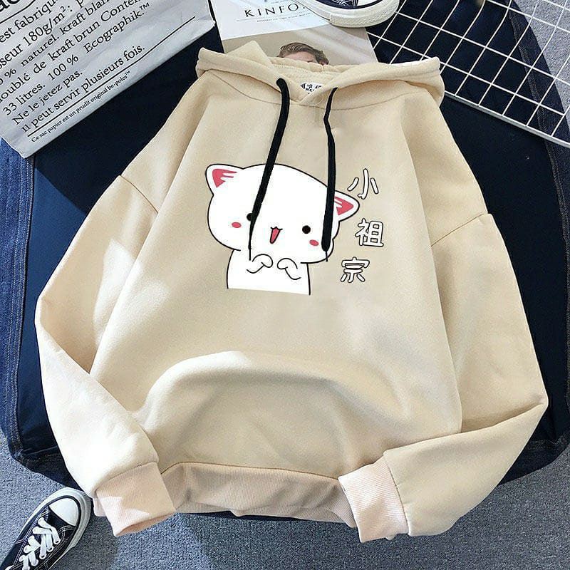 NEW HAPPY CAT HOODIE BAHAN FLEECE