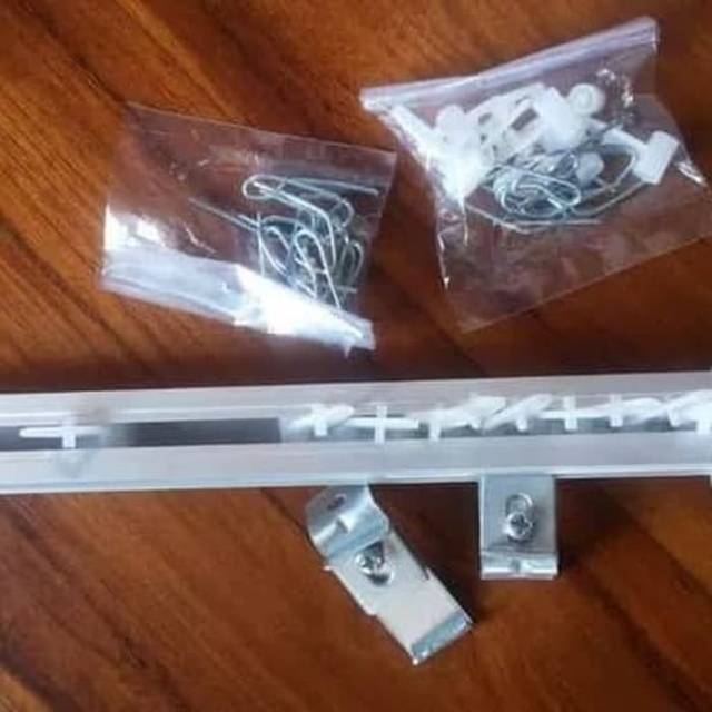 Set Rel Gorden 150 cm - Batang Rail Kawat Gordyn Paket Bracket Hordeng